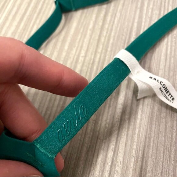 NWT Aerie Smoothez Green Unlined Sheer Mesh Balconette Underwire Bra 36B - Picture 5 of 11